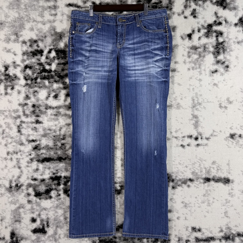 BKE Tenley Jeans Womens Size 30x33.5 Distressed Cowgirl Western Stretch Y2K